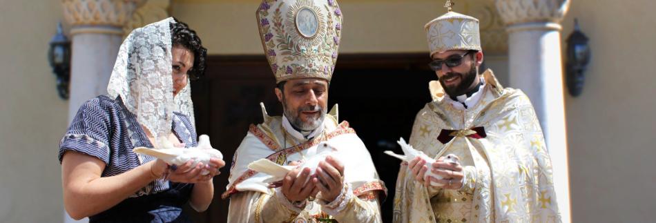 From left: Yn. Ani, Abp. Hovnan Derderian, Rev. Fr. Mesrop Ash