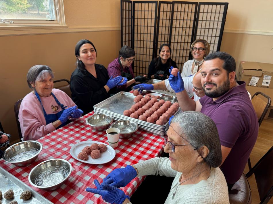 Parishioners of all ages prepare kufta together for St. John’s Food Festival.