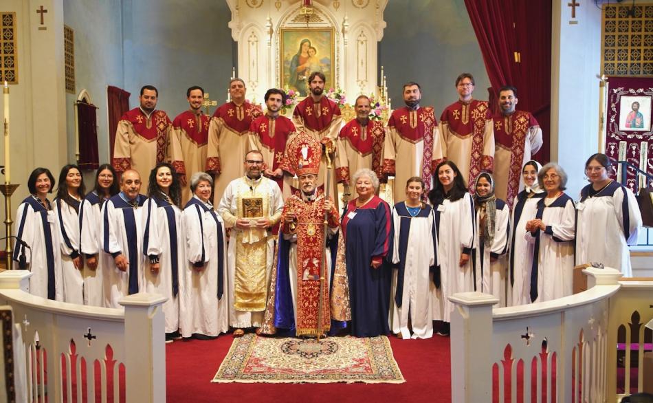 Group photo with Archbishop Hovnan Derderian, clergy, altar servers, and choir at St. John Group photo with Archbishop Hovnan Derderian, clergy, altar servers, and choir at St. John