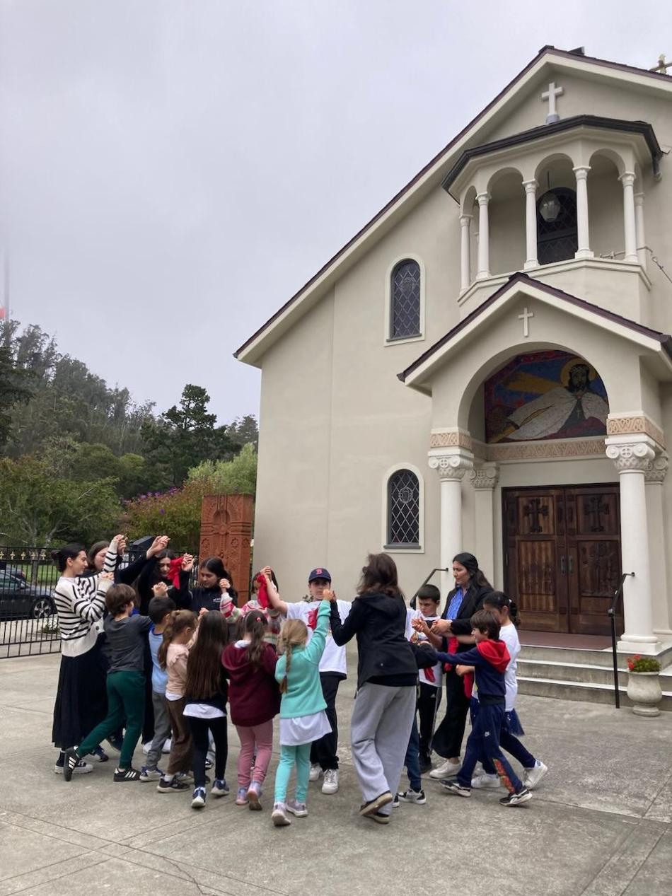 Bible Day Camp participants gathered outside St. John Armenian Church