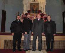 From left to right: Fr. Hovel, Fr. Mesrop, Abp. Aris Shirvanian, Fr. Datev