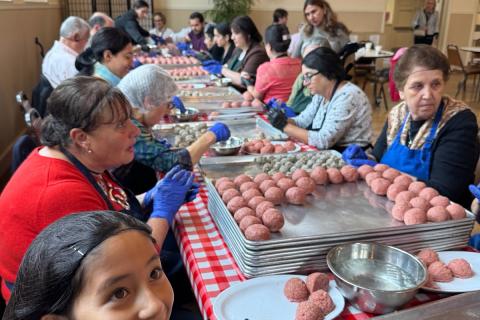 Parishioners of all ages prepare kufta together for St. John’s Food Festival.